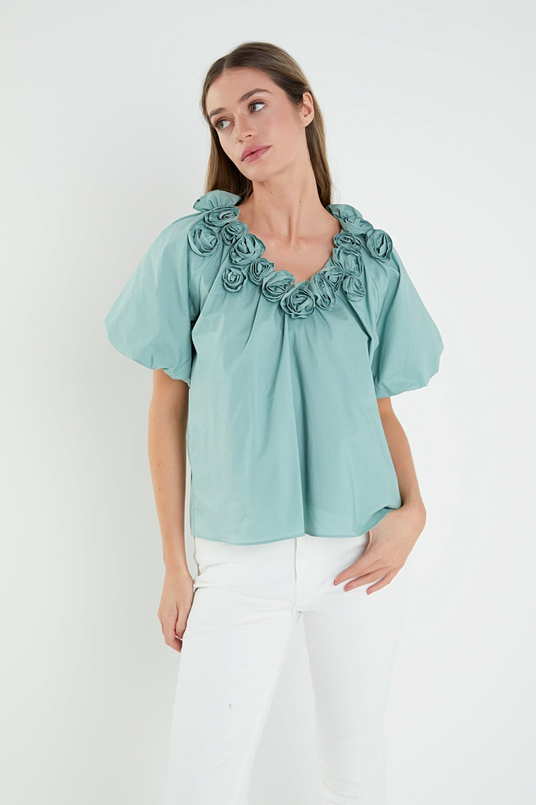 English Factory flower neckline blouse (SZ XS-L)