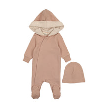 Load image into Gallery viewer, Mema knits12 Hooded Footie + Beanie ( SZ 3m - 9m )
