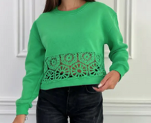 Load image into Gallery viewer, Max Mila Crochet Detail Sweatshirt ( Sz S-L)
