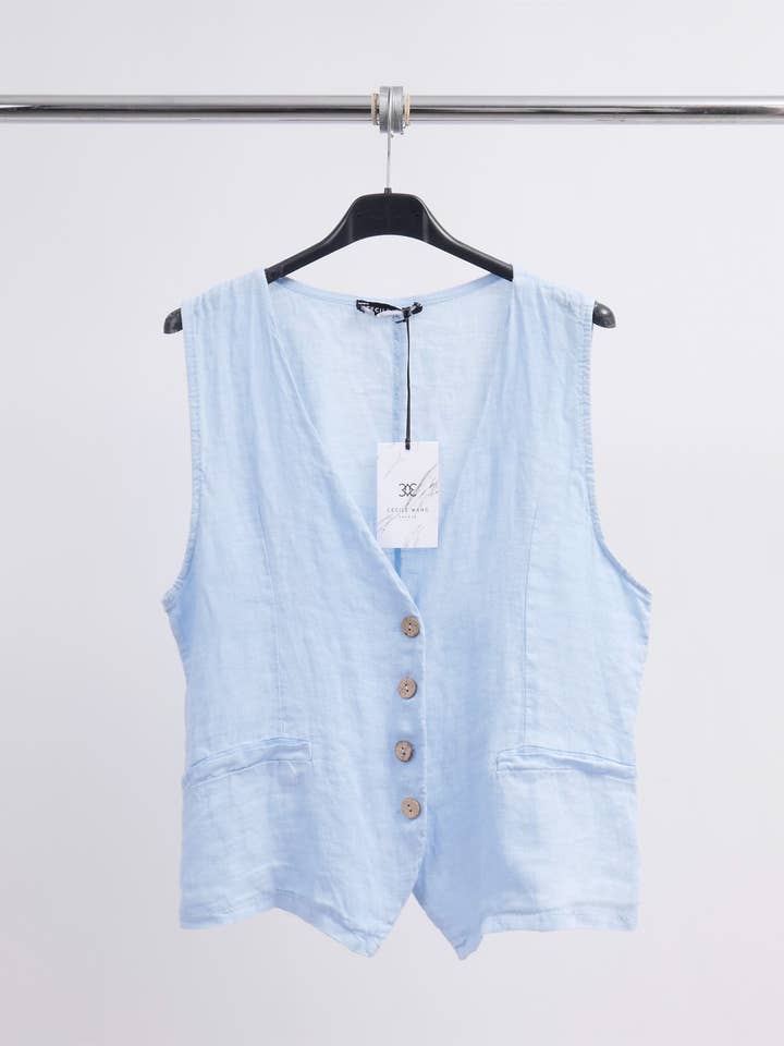 Cecilia Wang Linen Vest ( One Size )