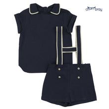 Load image into Gallery viewer, Chambray navy baby set (SZ 12m-3y)
