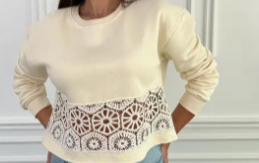 Max Mila Crochet Detail Sweatshirt ( Sz S-L)
