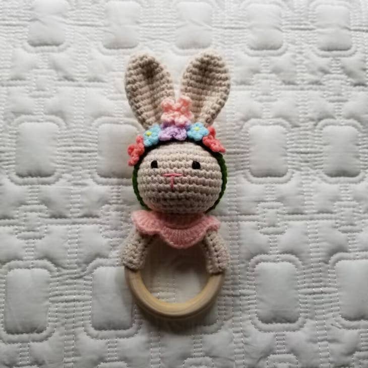Hand  Bunny Crochet Rattle